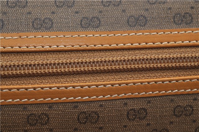 Authentic GUCCI Micro GG Shoulder Cross Body Bag PVC Leather Brown 8935D