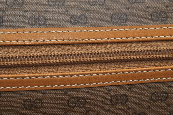 Authentic GUCCI Micro GG Shoulder Cross Body Bag PVC Leather Brown 8935D