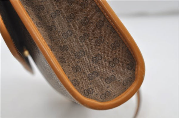 Authentic GUCCI Micro GG Shoulder Cross Body Bag PVC Leather Brown 8935D