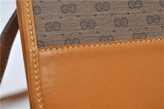 Authentic GUCCI Micro GG Shoulder Cross Body Bag PVC Leather Brown 8935D