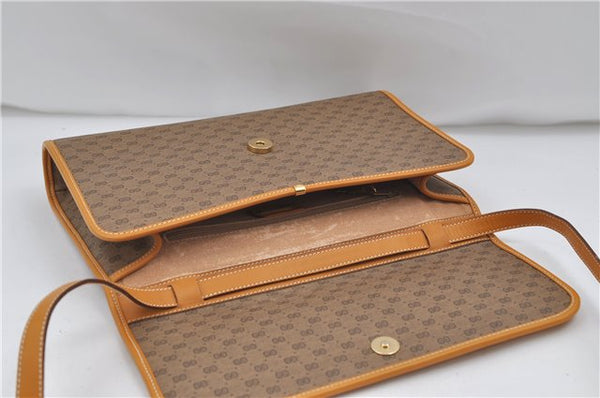 Authentic GUCCI Micro GG Shoulder Cross Body Bag PVC Leather Brown 8935D