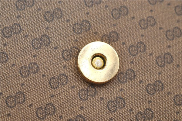 Authentic GUCCI Micro GG Shoulder Cross Body Bag PVC Leather Brown 8935D