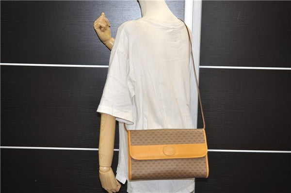 Authentic GUCCI Micro GG Shoulder Cross Body Bag PVC Leather Brown 8935D