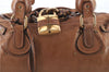 Authentic Chloe Paddington Leather Shoulder Hand Bag Brown 8937C