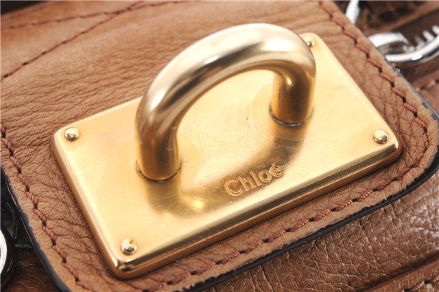Authentic Chloe Paddington Leather Shoulder Hand Bag Brown 8937C