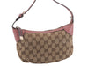 Authentic GUCCI Hand Bag Accessory Pouch GG Canvas Leather 224093 Brown 8939D