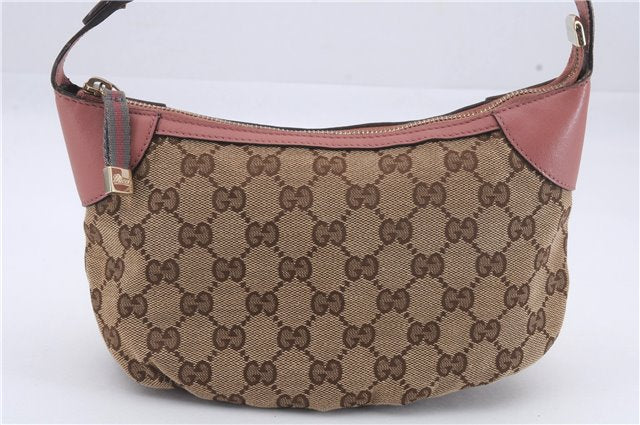 Authentic GUCCI Hand Bag Accessory Pouch GG Canvas Leather 224093 Brown 8939D