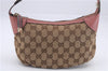 Authentic GUCCI Hand Bag Accessory Pouch GG Canvas Leather 224093 Brown 8939D
