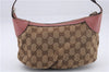 Authentic GUCCI Hand Bag Accessory Pouch GG Canvas Leather 224093 Brown 8939D