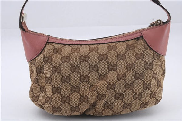 Authentic GUCCI Hand Bag Accessory Pouch GG Canvas Leather 224093 Brown 8939D