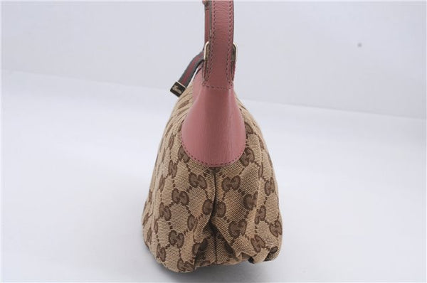 Authentic GUCCI Hand Bag Accessory Pouch GG Canvas Leather 224093 Brown 8939D
