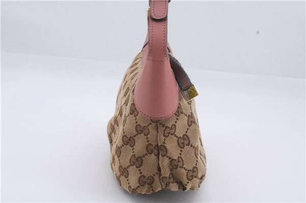 Authentic GUCCI Hand Bag Accessory Pouch GG Canvas Leather 224093 Brown 8939D