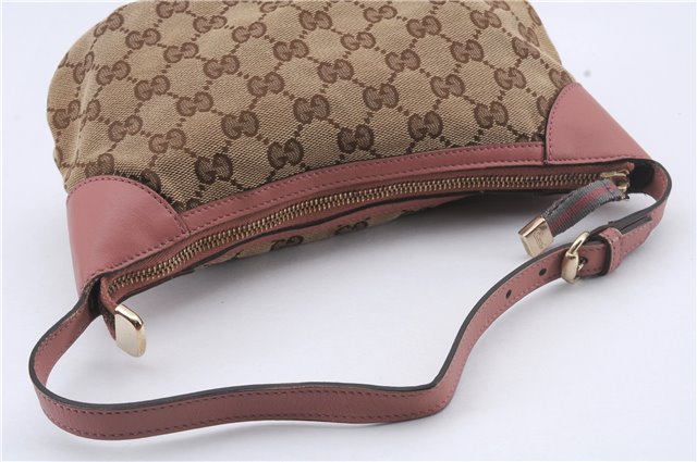 Authentic GUCCI Hand Bag Accessory Pouch GG Canvas Leather 224093 Brown 8939D