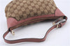 Authentic GUCCI Hand Bag Accessory Pouch GG Canvas Leather 224093 Brown 8939D