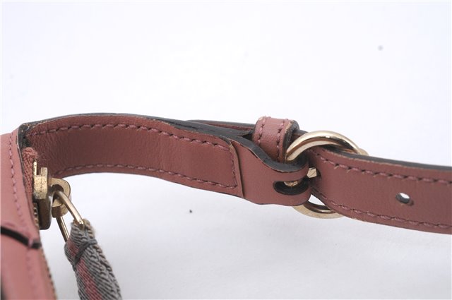 Authentic GUCCI Hand Bag Accessory Pouch GG Canvas Leather 224093 Brown 8939D