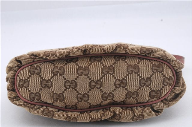 Authentic GUCCI Hand Bag Accessory Pouch GG Canvas Leather 224093 Brown 8939D