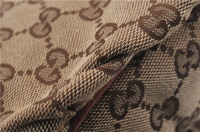Authentic GUCCI Hand Bag Accessory Pouch GG Canvas Leather 224093 Brown 8939D