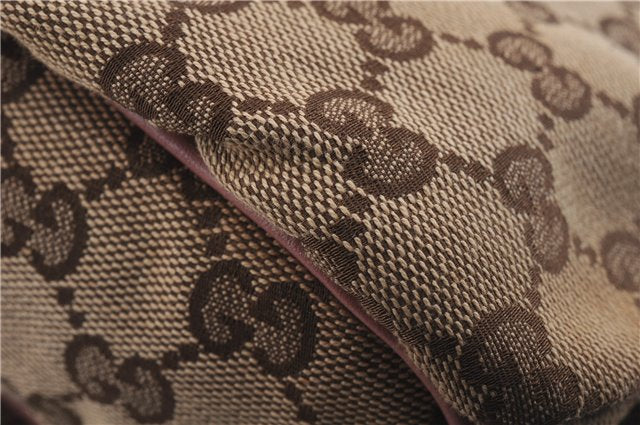 Authentic GUCCI Hand Bag Accessory Pouch GG Canvas Leather 224093 Brown 8939D