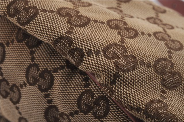 Authentic GUCCI Hand Bag Accessory Pouch GG Canvas Leather 224093 Brown 8939D