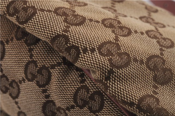 Authentic GUCCI Hand Bag Accessory Pouch GG Canvas Leather 224093 Brown 8939D