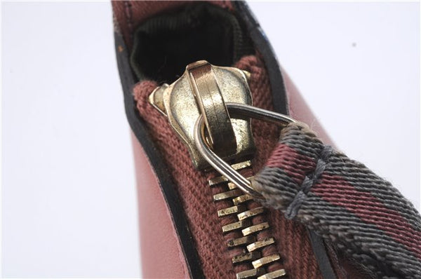 Authentic GUCCI Hand Bag Accessory Pouch GG Canvas Leather 224093 Brown 8939D