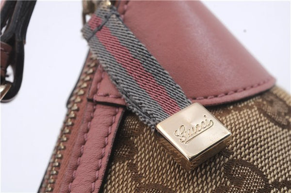 Authentic GUCCI Hand Bag Accessory Pouch GG Canvas Leather 224093 Brown 8939D