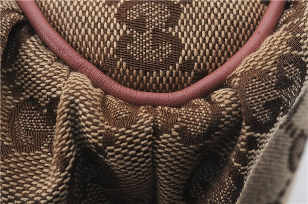 Authentic GUCCI Hand Bag Accessory Pouch GG Canvas Leather 224093 Brown 8939D