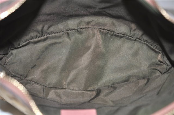 Authentic GUCCI Hand Bag Accessory Pouch GG Canvas Leather 224093 Brown 8939D