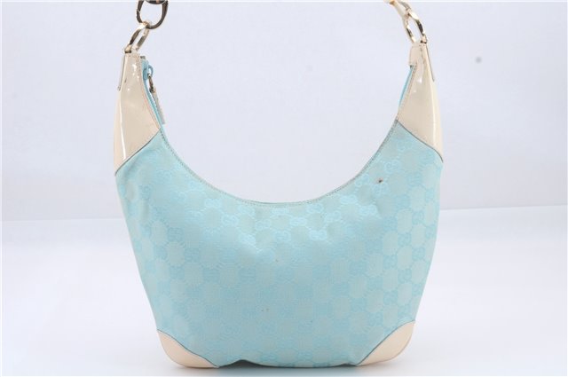 Authentic GUCCI Shoulder Hand Bag GG Canvas Enamel 0014158 Light Blue 8940D