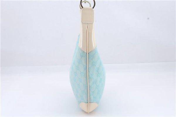 Authentic GUCCI Shoulder Hand Bag GG Canvas Enamel 0014158 Light Blue 8940D