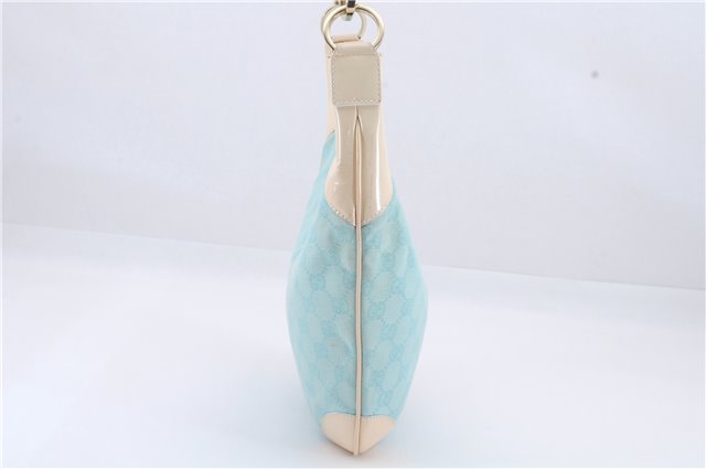 Authentic GUCCI Shoulder Hand Bag GG Canvas Enamel 0014158 Light Blue 8940D