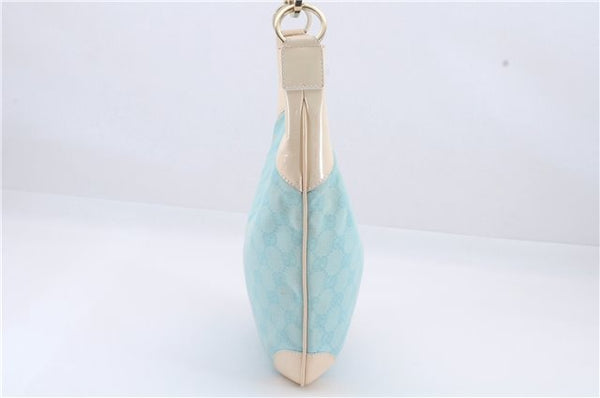 Authentic GUCCI Shoulder Hand Bag GG Canvas Enamel 0014158 Light Blue 8940D