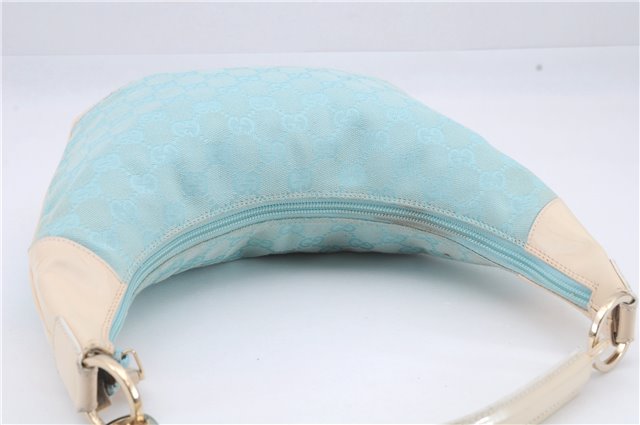 Authentic GUCCI Shoulder Hand Bag GG Canvas Enamel 0014158 Light Blue 8940D