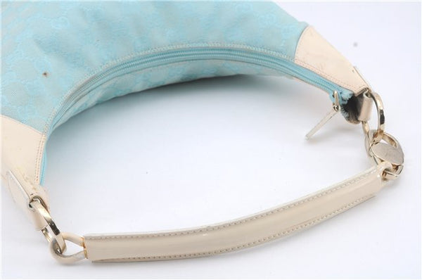 Authentic GUCCI Shoulder Hand Bag GG Canvas Enamel 0014158 Light Blue 8940D