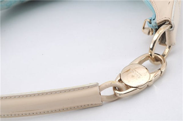 Authentic GUCCI Shoulder Hand Bag GG Canvas Enamel 0014158 Light Blue 8940D