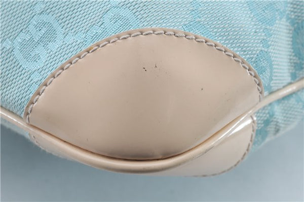 Authentic GUCCI Shoulder Hand Bag GG Canvas Enamel 0014158 Light Blue 8940D