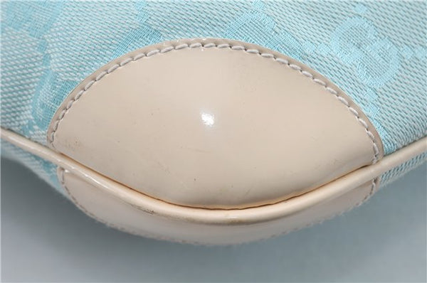 Authentic GUCCI Shoulder Hand Bag GG Canvas Enamel 0014158 Light Blue 8940D