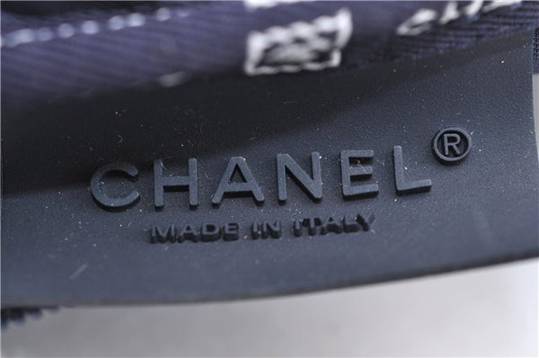 Authentic CHANEL Sports Line Nylon CC Logo Waist Bum Bag Navy Ivory 8943D