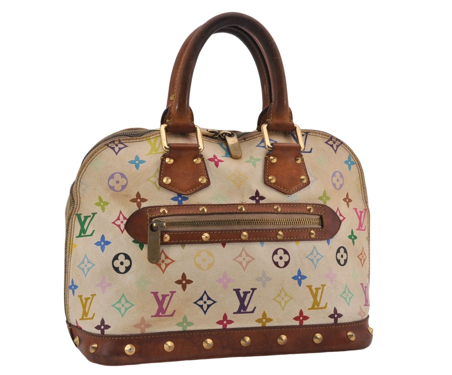 Auth Louis Vuitton Monogram Multicolor Alma PM Hand Bag White M92647 LV 8944D