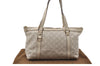Authentic GUCCI Guccissima Abbey GG Leather Shoulder Tote Bag 141470 Ivory 8945E
