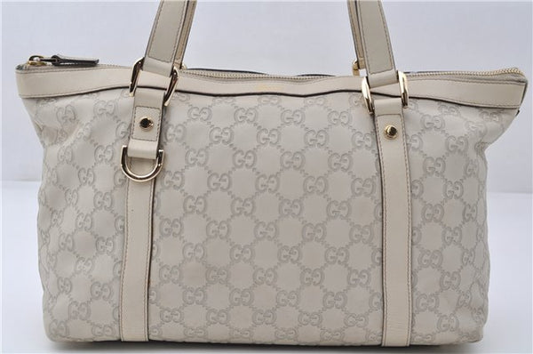 Authentic GUCCI Guccissima Abbey GG Leather Shoulder Tote Bag 141470 Ivory 8945E