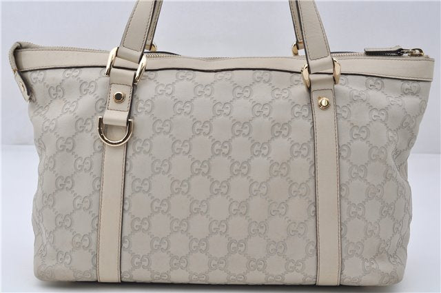 Authentic GUCCI Guccissima Abbey GG Leather Shoulder Tote Bag 141470 Ivory 8945E