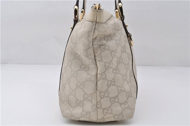 Authentic GUCCI Guccissima Abbey GG Leather Shoulder Tote Bag 141470 Ivory 8945E
