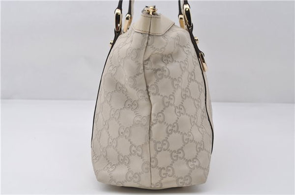 Authentic GUCCI Guccissima Abbey GG Leather Shoulder Tote Bag 141470 Ivory 8945E