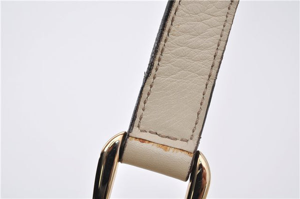 Authentic GUCCI Guccissima Abbey GG Leather Shoulder Tote Bag 141470 Ivory 8945E