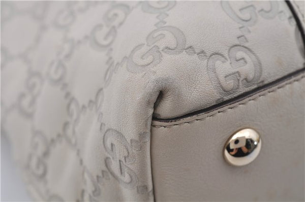 Authentic GUCCI Guccissima Abbey GG Leather Shoulder Tote Bag 141470 Ivory 8945E