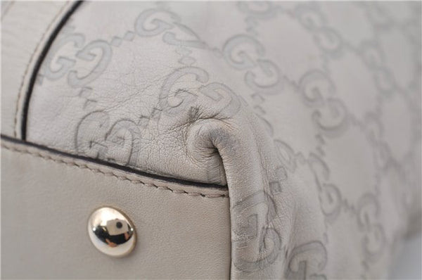 Authentic GUCCI Guccissima Abbey GG Leather Shoulder Tote Bag 141470 Ivory 8945E