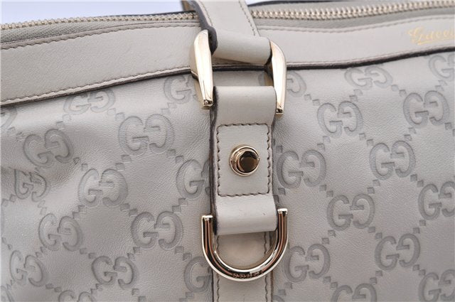 Authentic GUCCI Guccissima Abbey GG Leather Shoulder Tote Bag 141470 Ivory 8945E