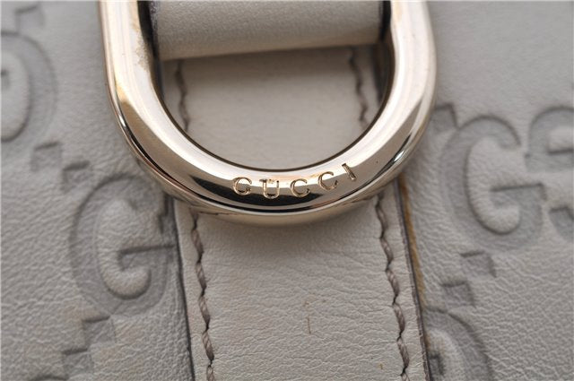 Authentic GUCCI Guccissima Abbey GG Leather Shoulder Tote Bag 141470 Ivory 8945E