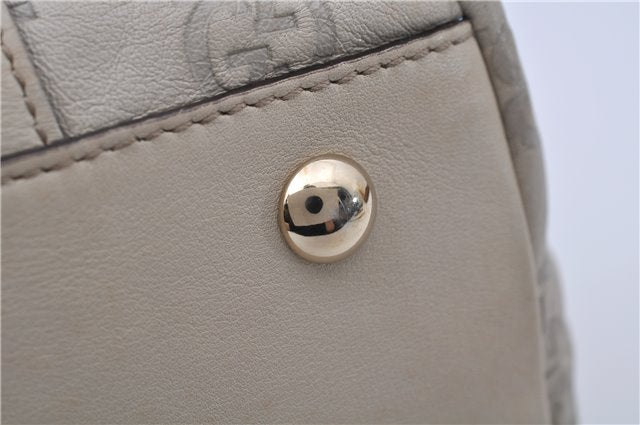 Authentic GUCCI Guccissima Abbey GG Leather Shoulder Tote Bag 141470 Ivory 8945E